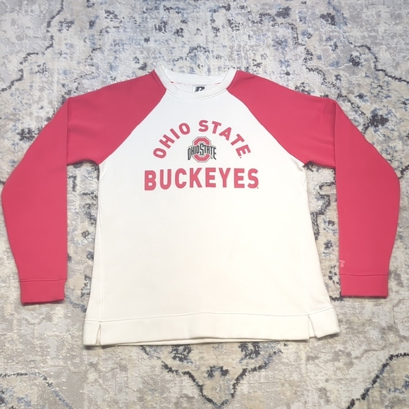 Russell Athletic Tops - Ohio State Buckeyes Raglan Sweatshirt M Russell Athletic Red White Pullover